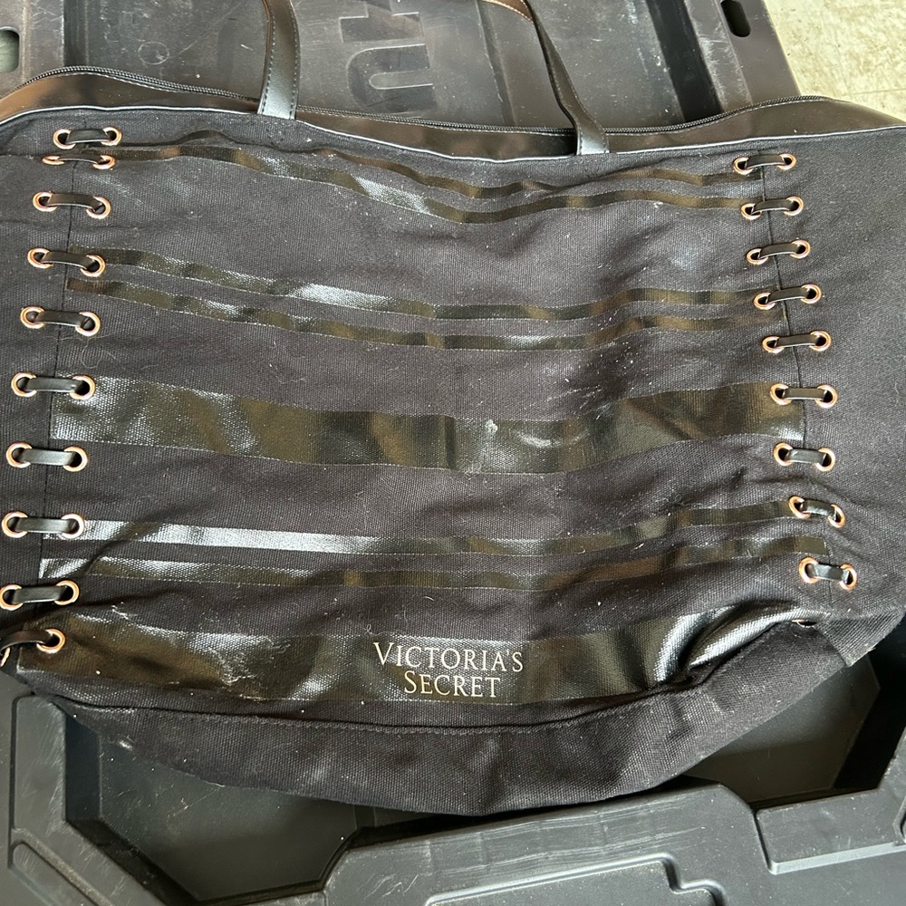 Victoria's Secret Black Lace-Up Tote